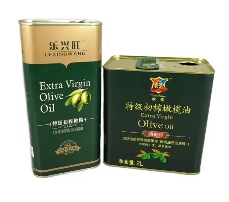 Metal Tin Olive Oil Can with Handle 2L