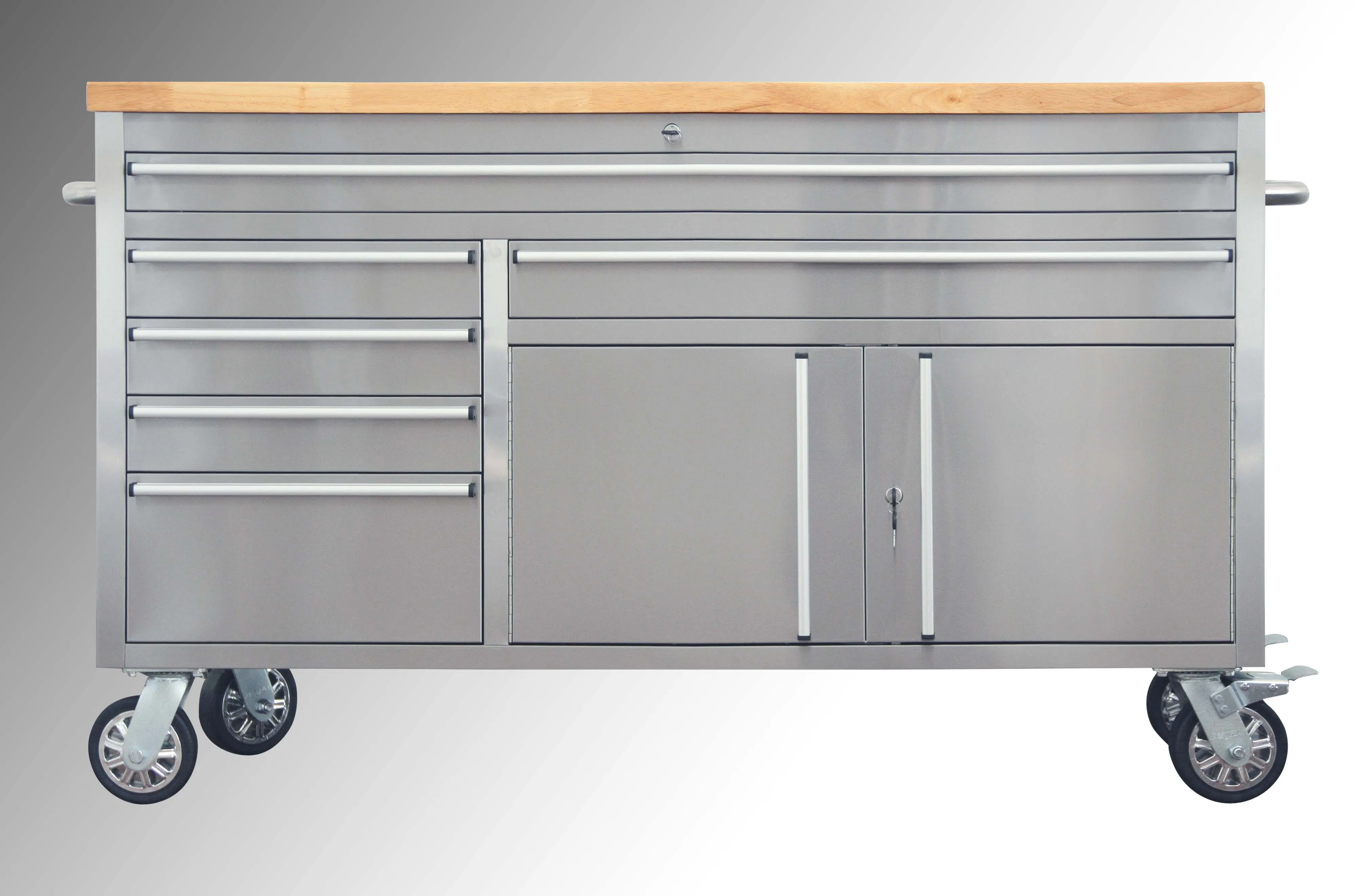 Chariot d'outils roulant en acier inoxydable de 60 pouces