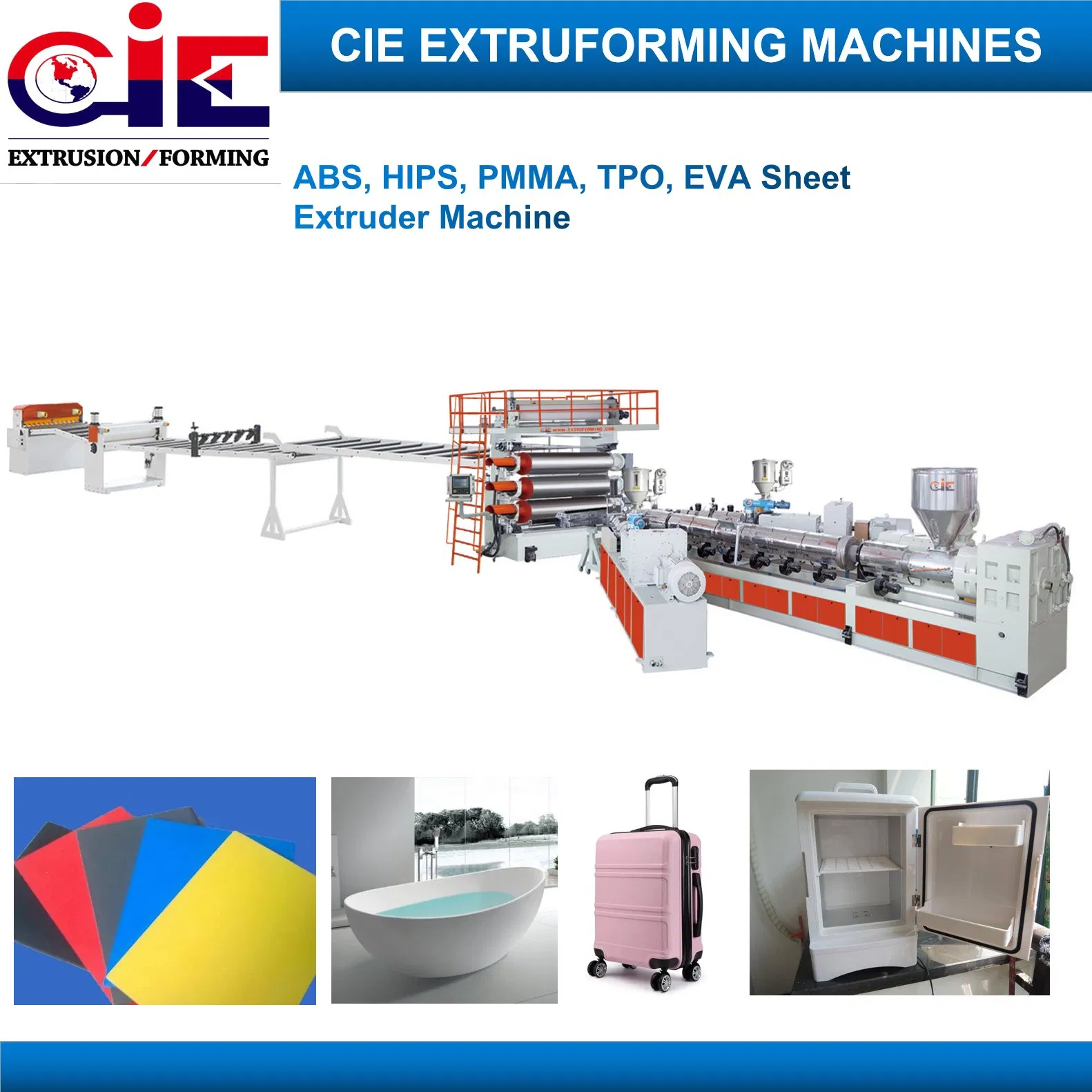 ABS/ HIPS, ABS/ PMMA, ABS/ PC Refrigerator Suitcase Bathtub Board Production Line