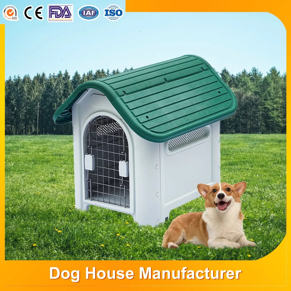 Casa para perros de plástico moderna, de lujo, personalizada, desmontable, para todas las estaciones, impermeable, ventilada e inodora