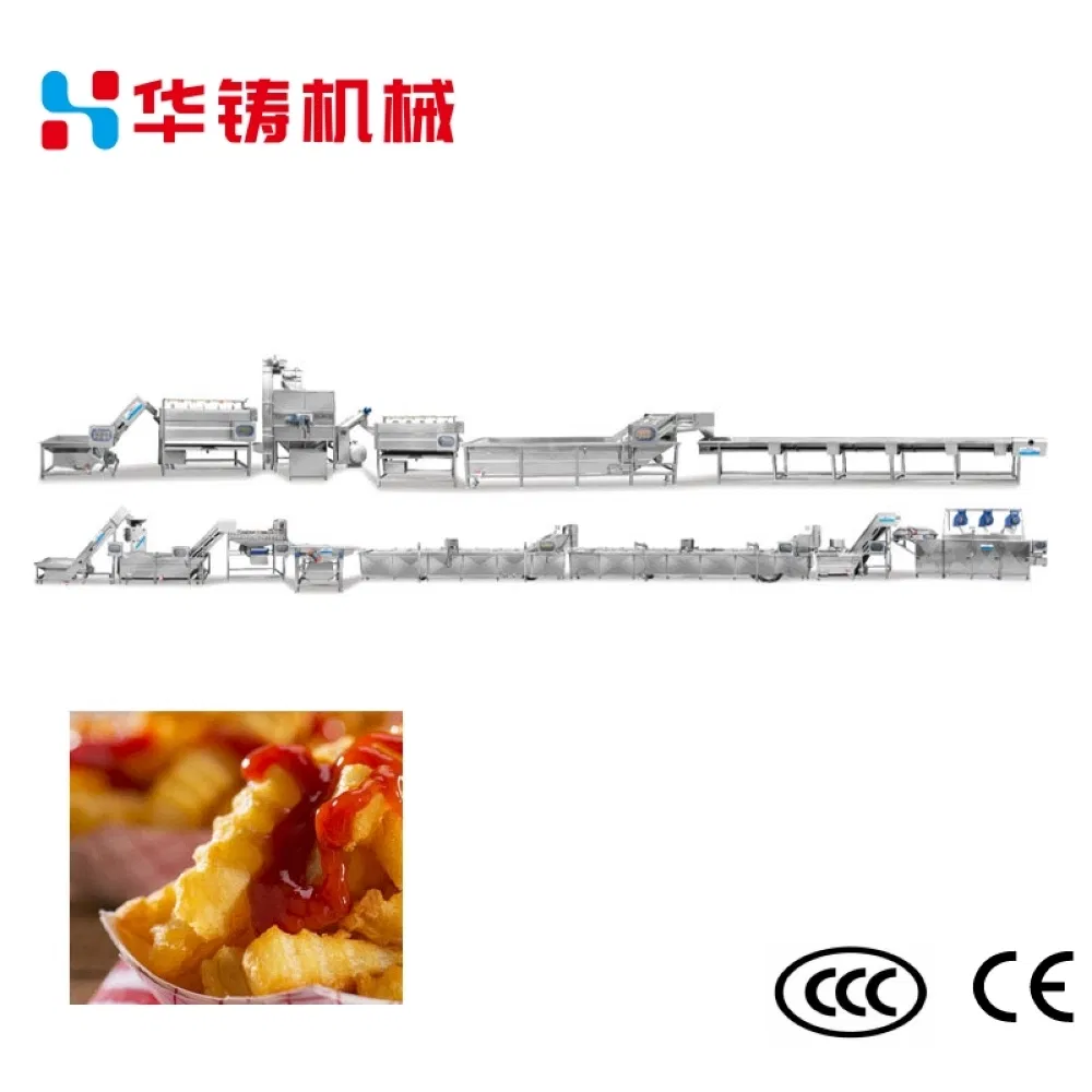 Linea automatica di produzione di patatine fritte industriali con robot da cucina per stabilimenti di alimenti surgelati