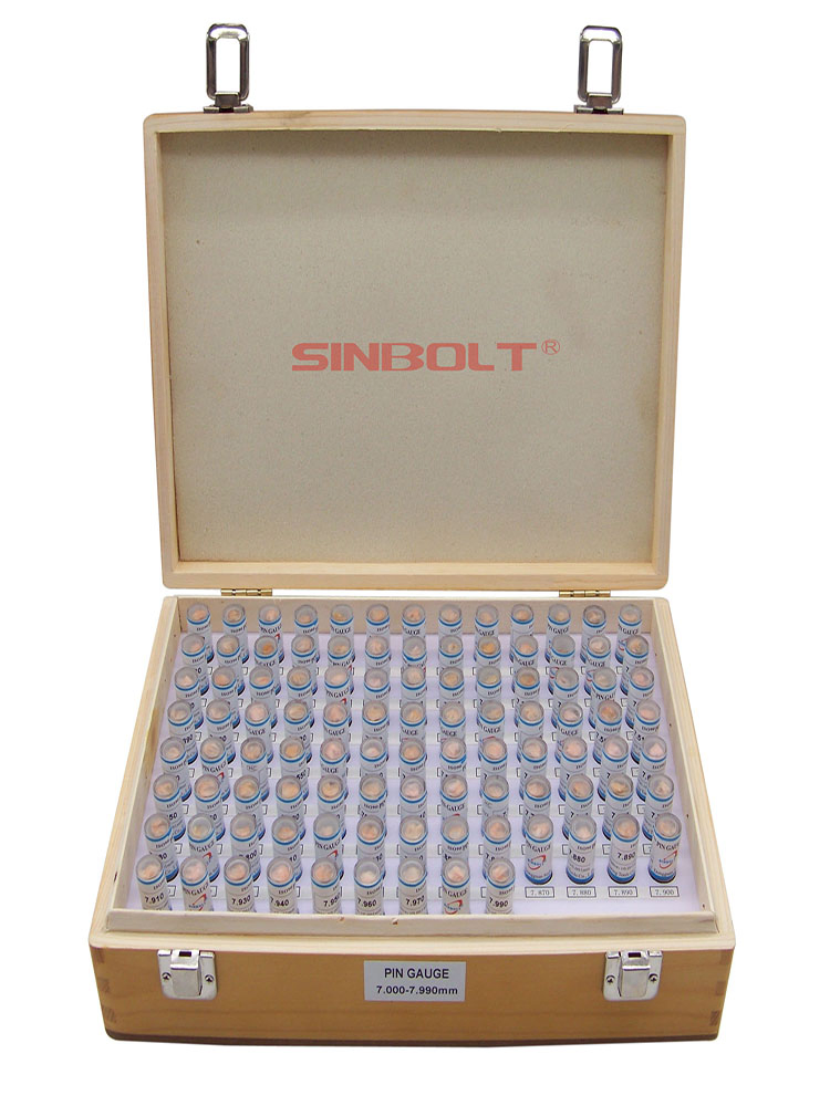 Stiftlehren-Set, Stecklehren-Set, 7,000 mm--7,990 mm, Stufe 0,01, 100 Stück