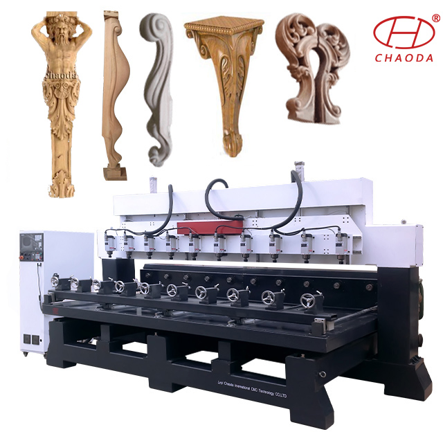 4 Axis Multi Head CNC Router Machine for Furniture Legs Engraving
