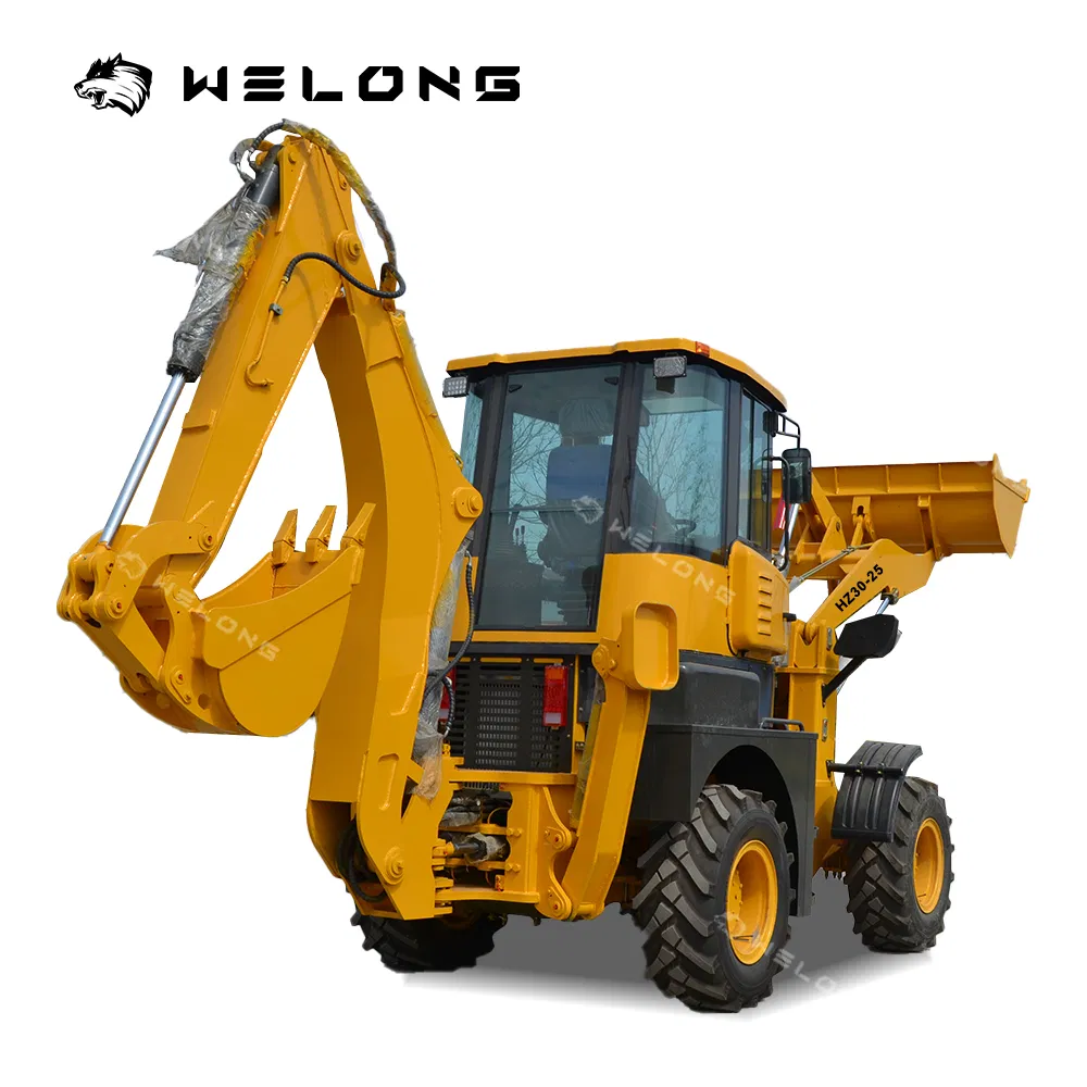 HT30-25 Diesel Digger Bucket 360 Degree Panoramic View Wheeled Backhoe Loader