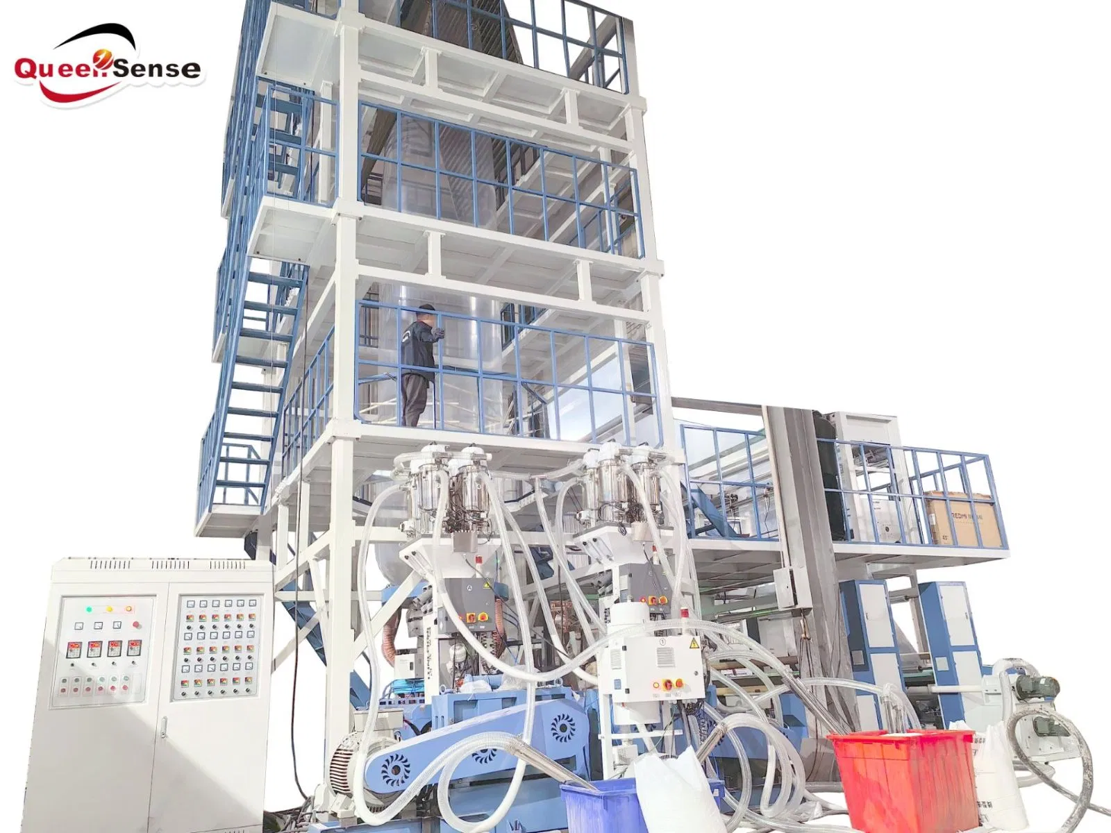 QS-ABA2400 High Speed ABA Three Layers Co-Extrusion Automatic Plastic Film Blowing Machine