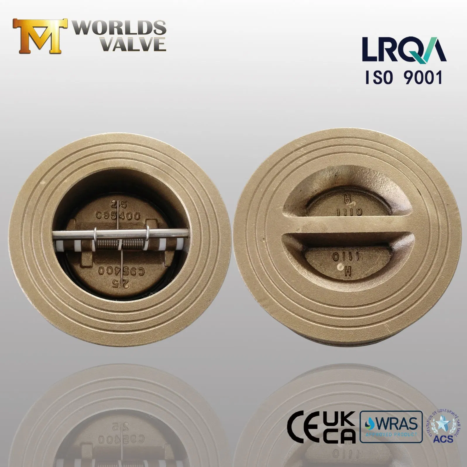 Aluminum Bronze C95400 C95800 Brass Wafer Check Valves Pressure Reducing Standard