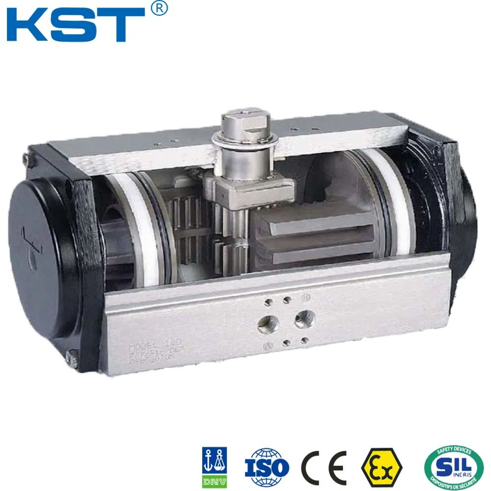 Edelstahl doppeltwirkender Zahnstangen- und Kolben-Pneumatikantrieb PTFE-beschichtet/Aluminium-Druckguss für Kugel-/Absperrklappen-/Hygiene-/Regelventil CE/ISO9001/IP67/IP68
