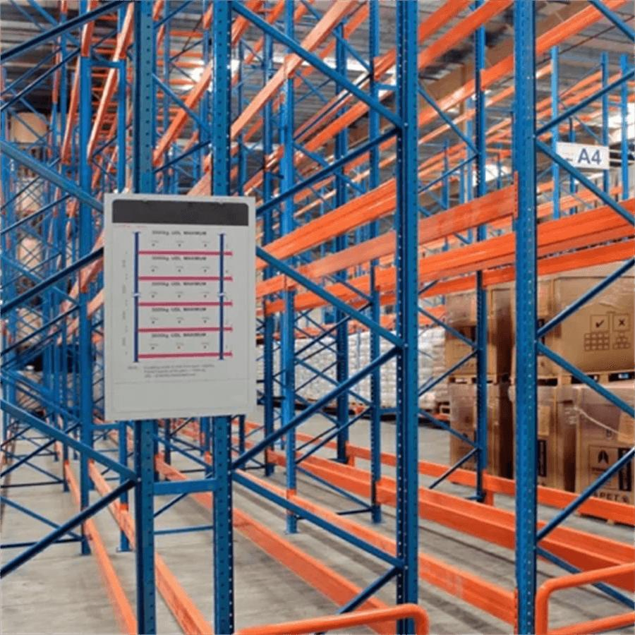 Sistema di scaffalature a doppia profondità in acciaio per pallet, attrezzature metalliche per magazzino, ripiani