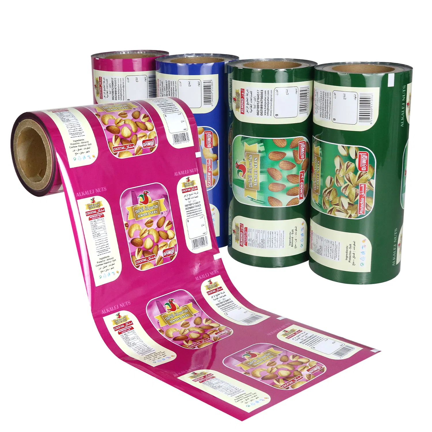 Custom Printed Food Grade Aluminum Foil Plastic Laminating Film Roll Glossy Dried Food Chips Snack Packaging Roll Film