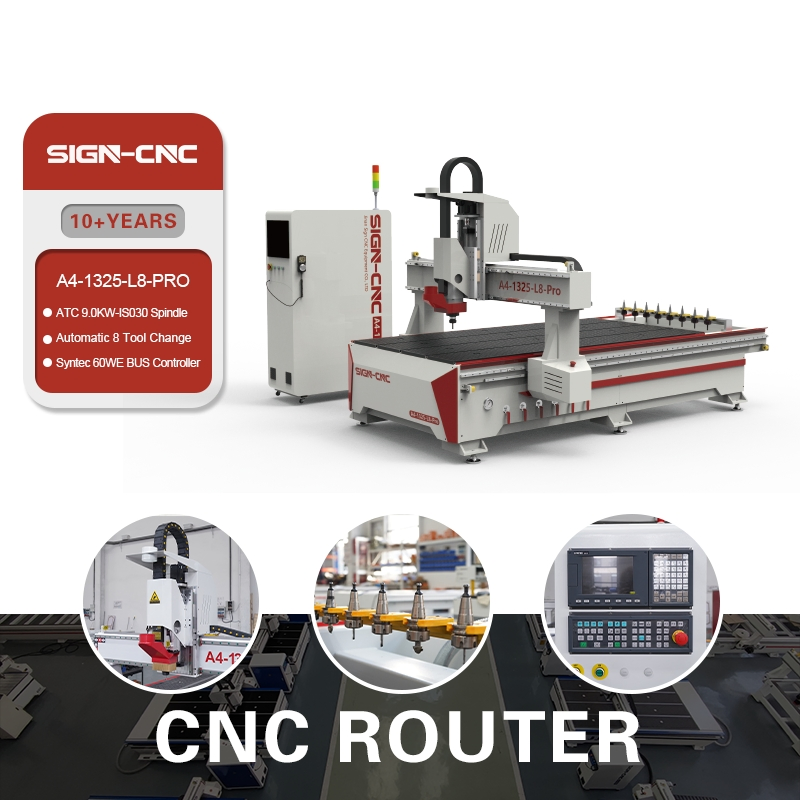 A4-1325-L8-PRO ATC CNC Router 4X8FT Engraver Machine CNC Wood Router Machinery for Furniture