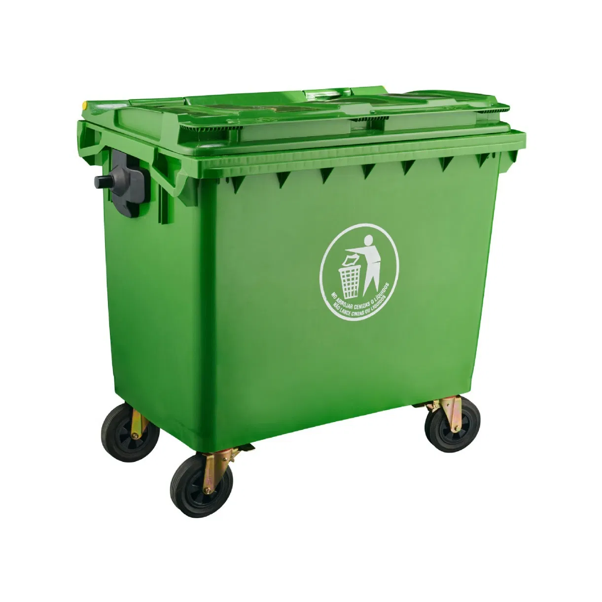 EN840 Certificato 660L Pattumiera in Plastica Riciclabile Contenitore a Cassonetto con Coperchio per Capacità 660L 1100L