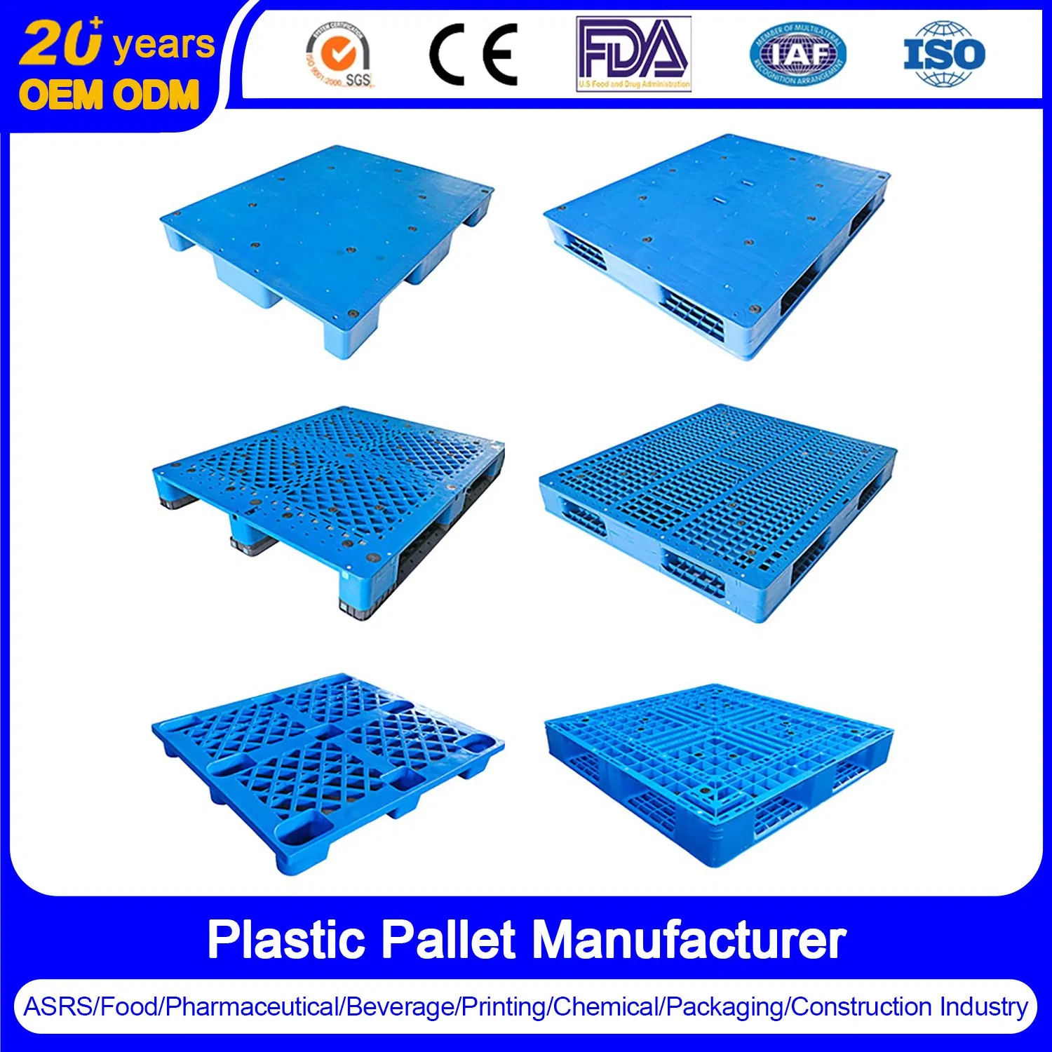 1500X1500X150mm Kundenspezifische schwarze HDPE-Kunststoffpalette