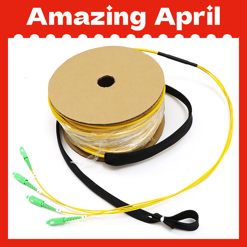 4core Fibre Optical Patch Cable, Terminated SC/APC-SC/APC SM 4.8mm with Pulling Eye