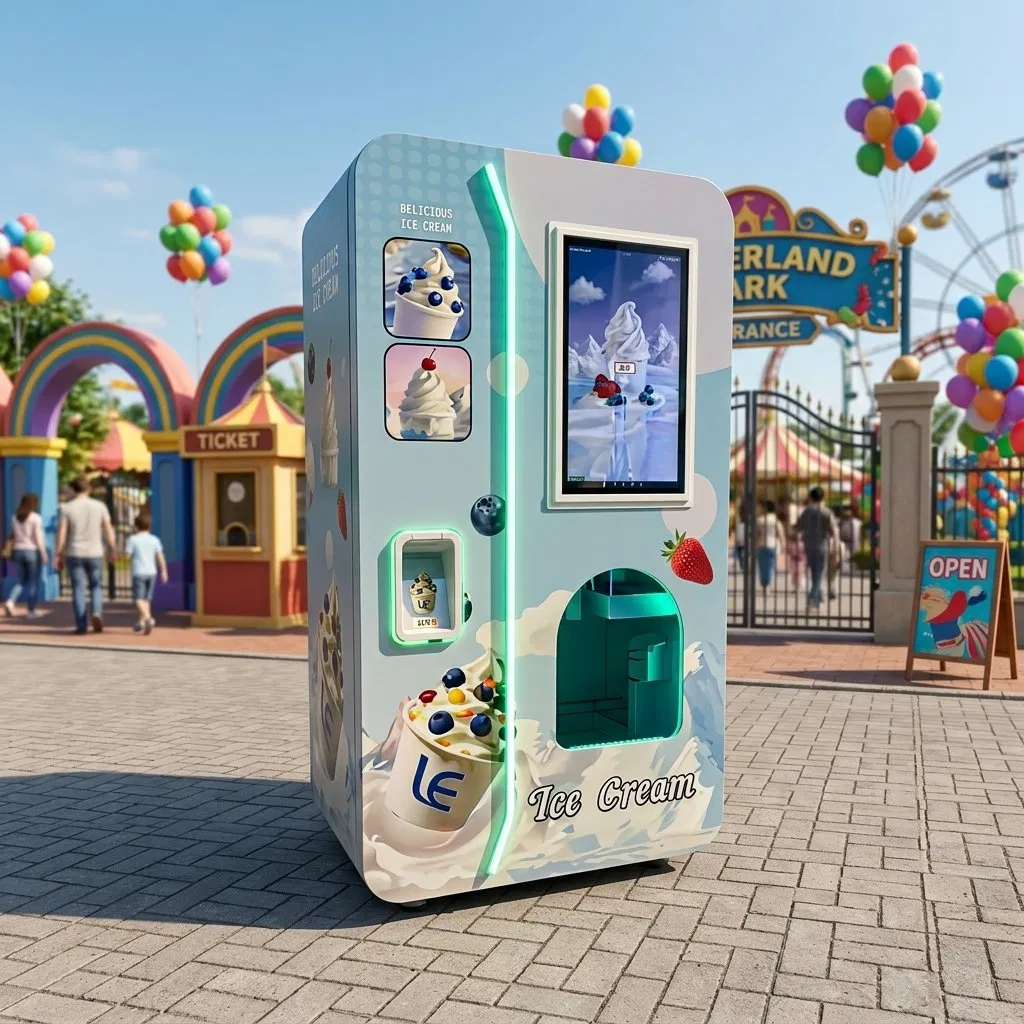 Fully Automatic Ice Cream Vending Machine - 3 Kinds of Jam Included