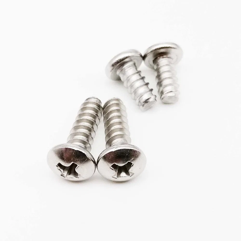 M3 M4 M5 Stainless Steel Phillips Round Pan Head PT Screws Flat End Self Tapping Thread Forming Screw for Plastic