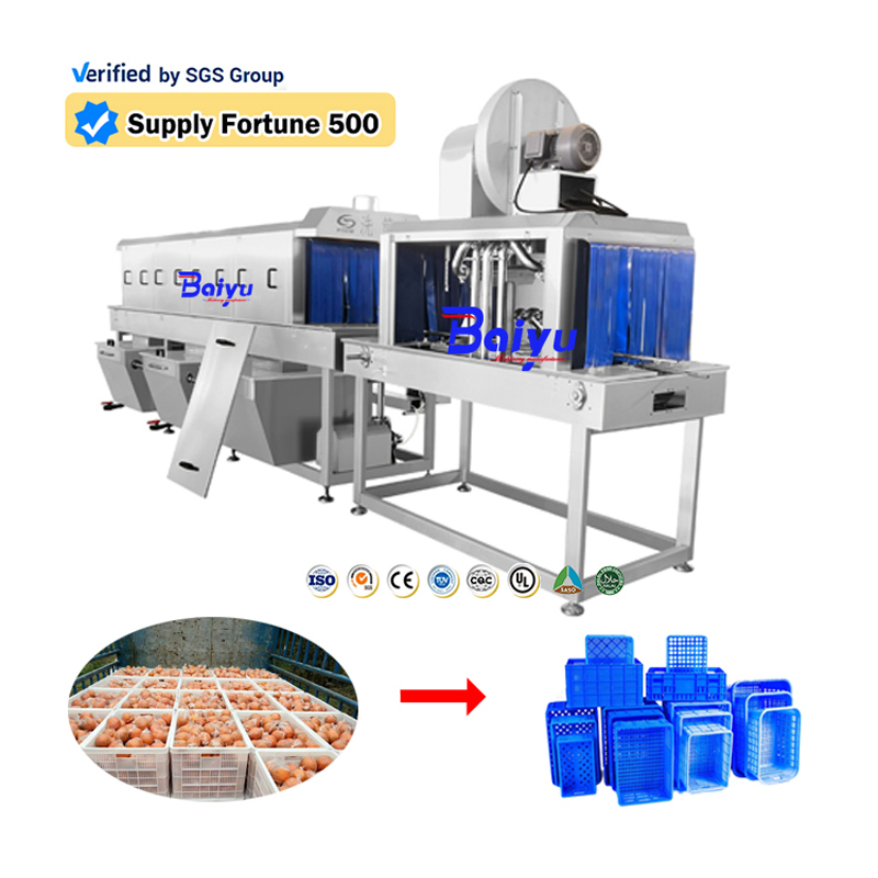 Macchina automatica a tunnel per la pulizia ad alta pressione di cesti/pallet in plastica