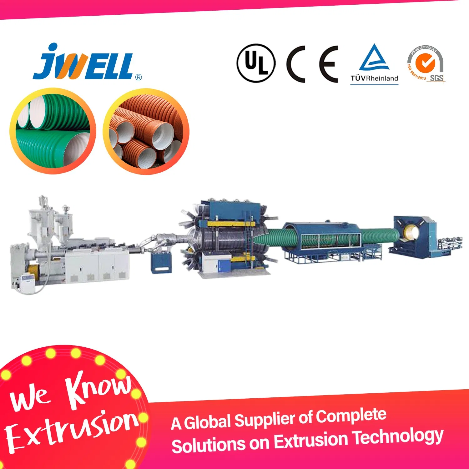 HDPE/PP/PVC Vertical Type Double Wall Corrugated Tube Extrusion Line, Plastic PE HDPE LDPE PPR Water Gas Oil Supply Pipe Machine