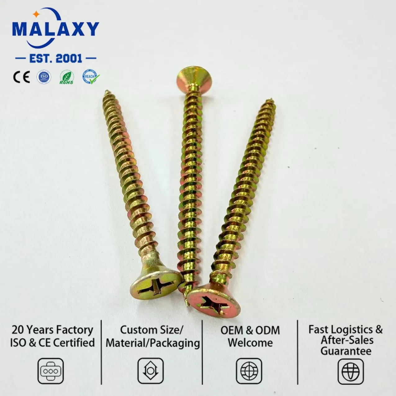 Malaxy RoHS Certified High Strength Countersunk Chipboard Screw