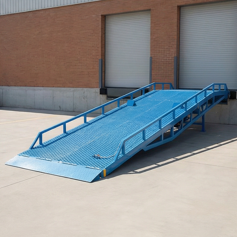 Portable Mobile Truck Loading Ramp Yard Ramp Hydraulic Container Dock Ramp for Truck Forklift with Adjustment Range Size