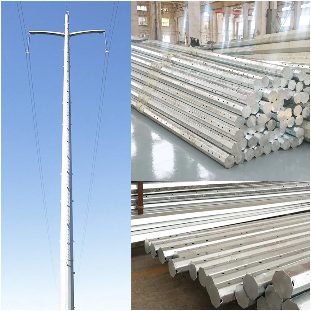 2mm Hot DIP Galvanized Steel Octagonal Utility Pole for Street Light and Power Transmission