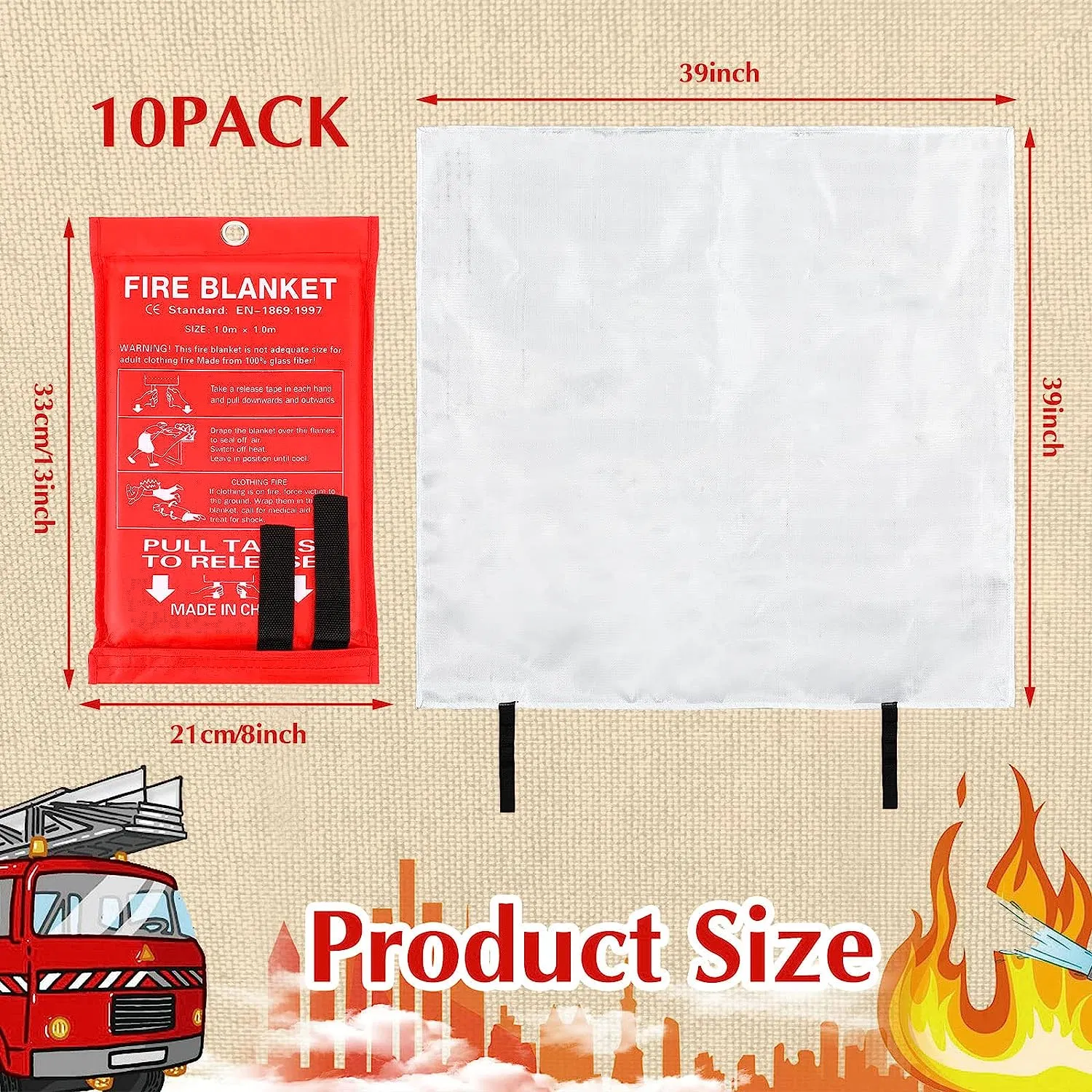 Australia Standard AS/NZS 3504 1.2*1.8m Fire Safety Blanket with PVC Bag Storage