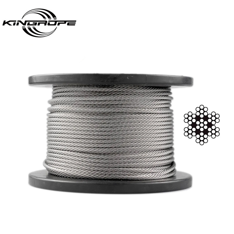 Treccia in acciaio zincato 1X7 1X19 6X12 6X19 7X7 6X7 Cavo in acciaio per recinzione in fune metallica per pollaio
