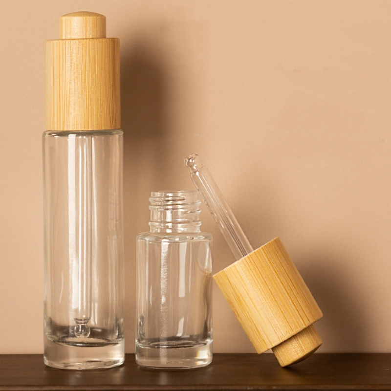Customized Bamboo Wooden Cream Liquid Cosmetics Bottle with Caps