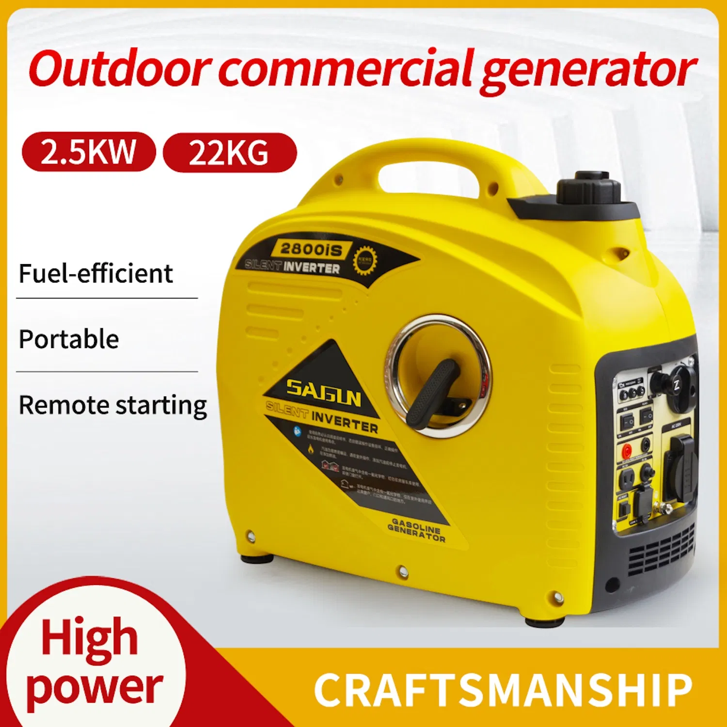 OEM personalizzato 1kw 2kw 2,5kw piccolo mini elettrico benzina portatile inverter silenzioso generatore a gas per pattugliamento