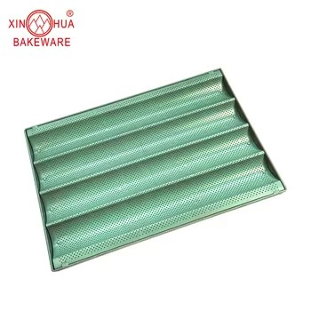 40X60cm Commercial Eco-Friendly Customized Non-Stick 4 Rows Aluminum Baguette Bread Pan French Bread Baking Tray
