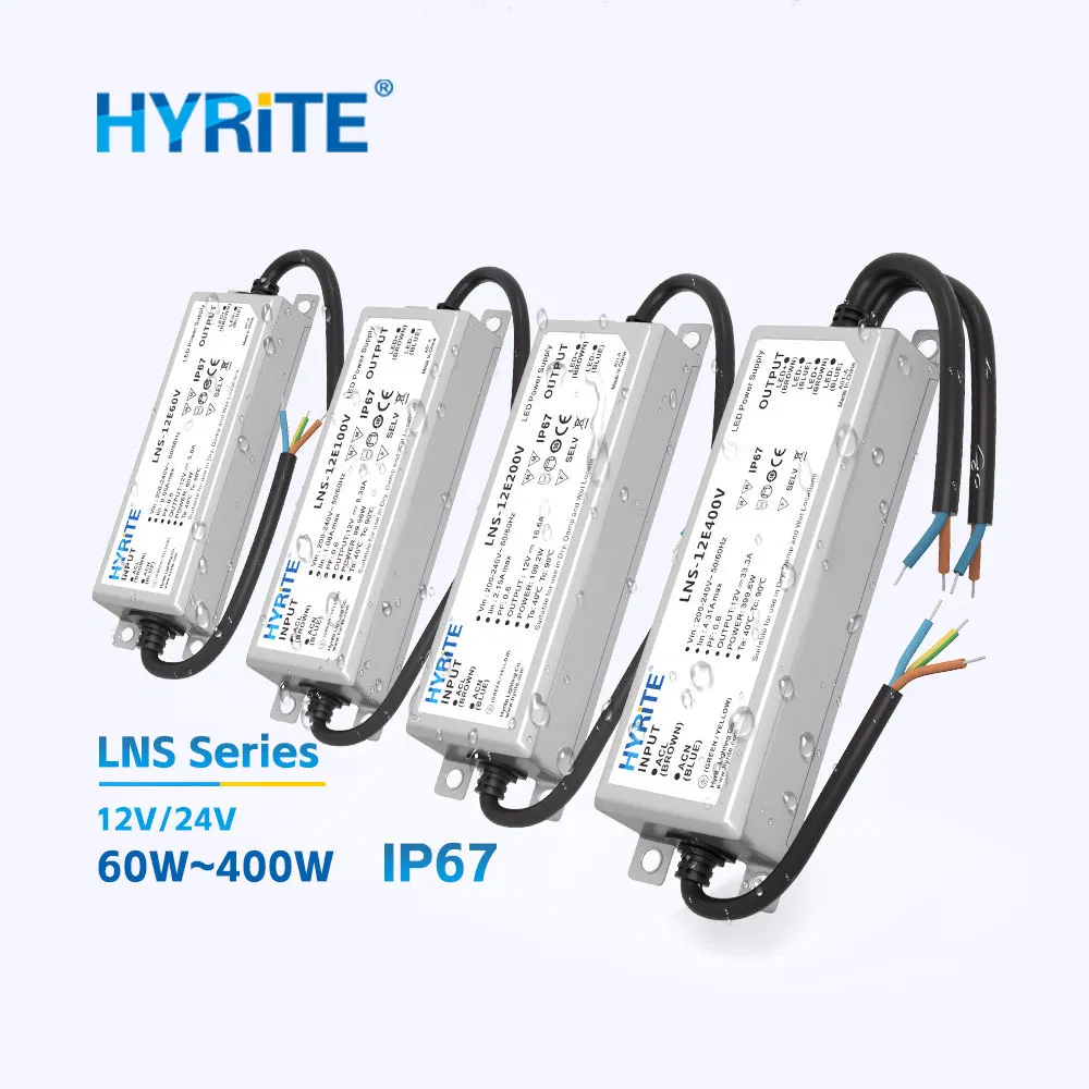 IP67 Waterproof AC to DC LED Switching Power Supply Constant Voltage 60W 400W Driver 12V 24V Lighting Transformer
