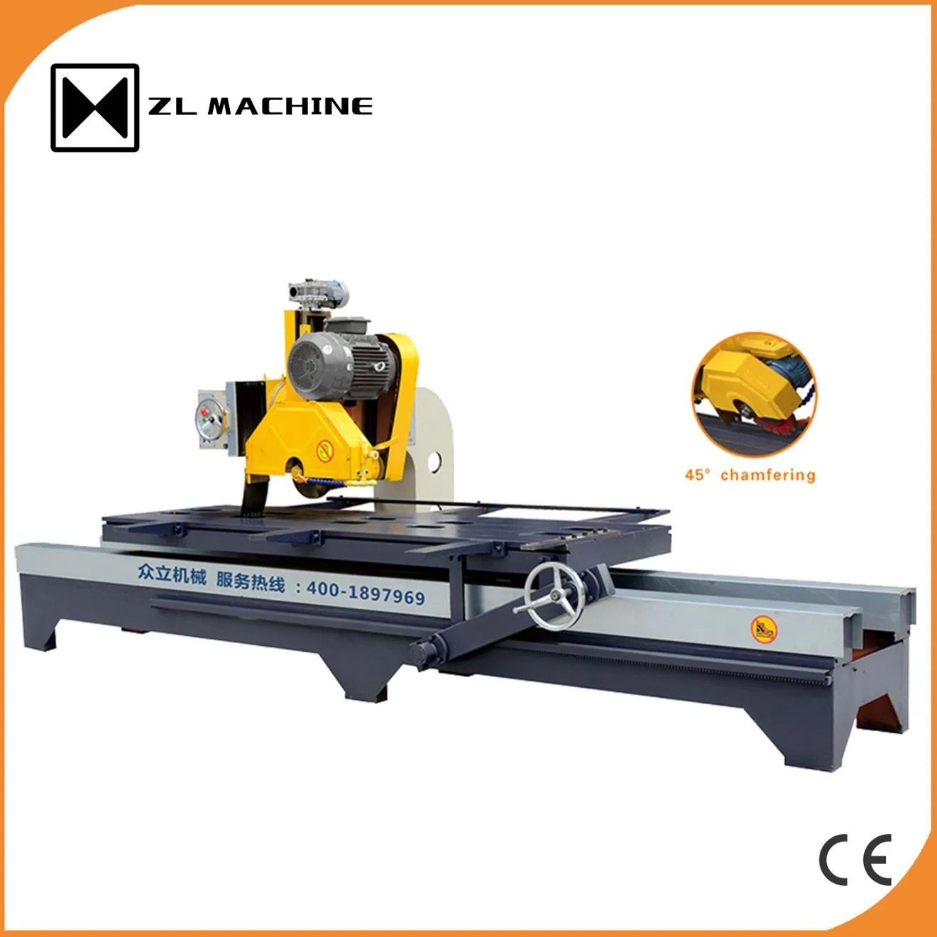Manuelle Steinsschneidemaschine, 45-Grad-Neigung, einfach zu bedienende elektrische Steinschneidemaschine, Granit-Marmor-Quarz-Plattenblock-Kantenabschrägung, Preis zum Verkauf
