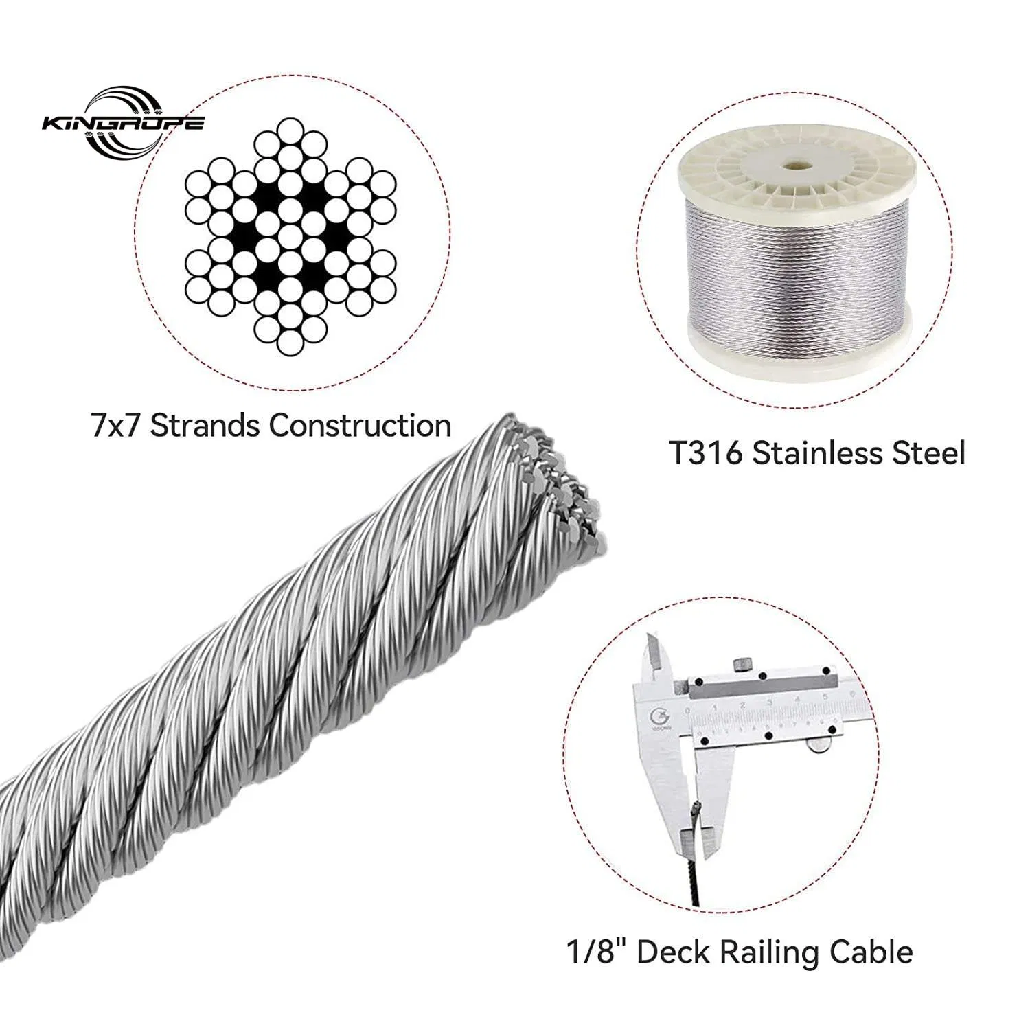 Customizable 304/316 Stainless Steel Multi-Strand Industrial Lifting Wire Rope