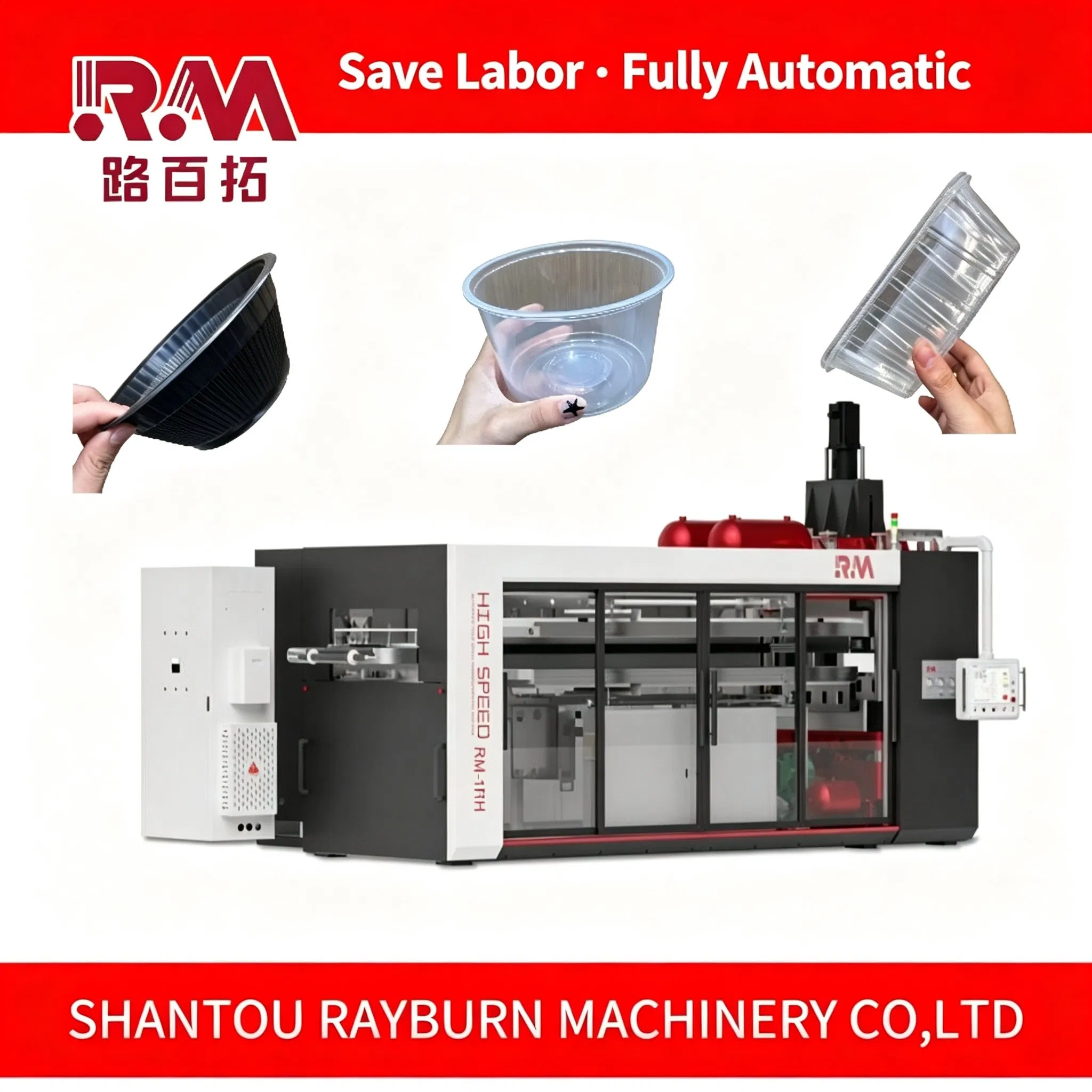 Fully Automatic High Speed Thermoforming Machine with in-Mold Cutting & Servo Drive for Disposable PS/PET/PLA Cups, Bowls, Trays, Lids, Plates & Clamshells