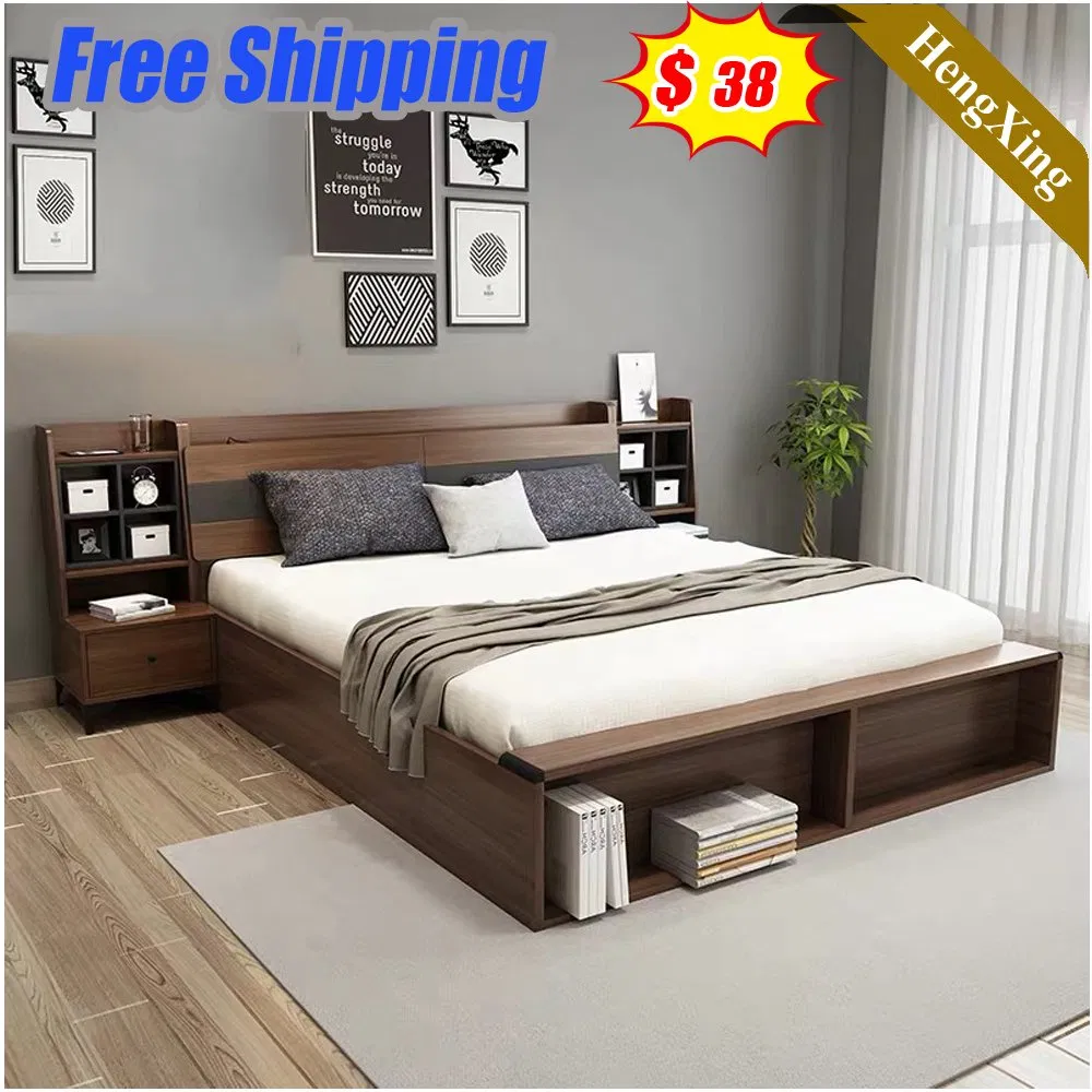 Modern Luxury Wooden Bedroom Set Melamine Children Folding Capsule Storage King Double Bed