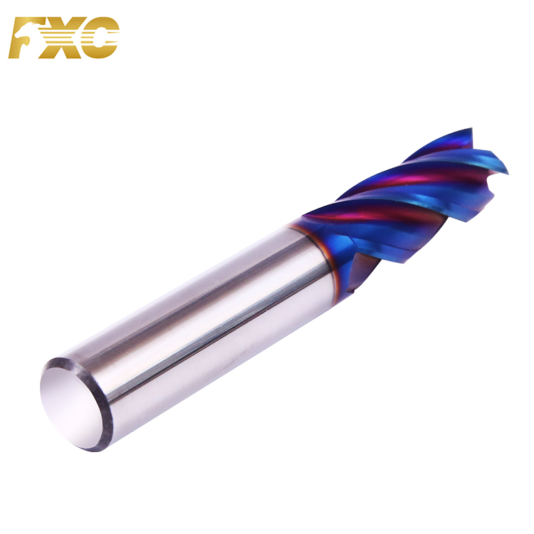 Tungsten HRC65 Hardness Carbide End Mill for Stainless Steel Blue Coating