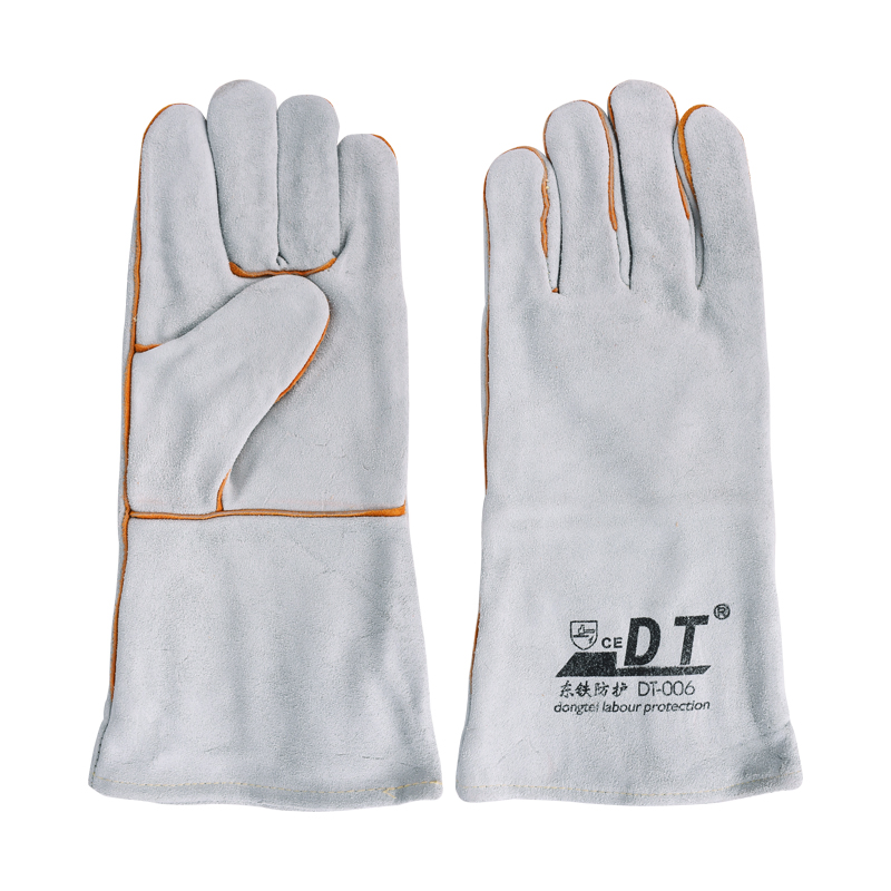 Grade AB Striped Cowhide Welding Gloves with Kevlar Stitching