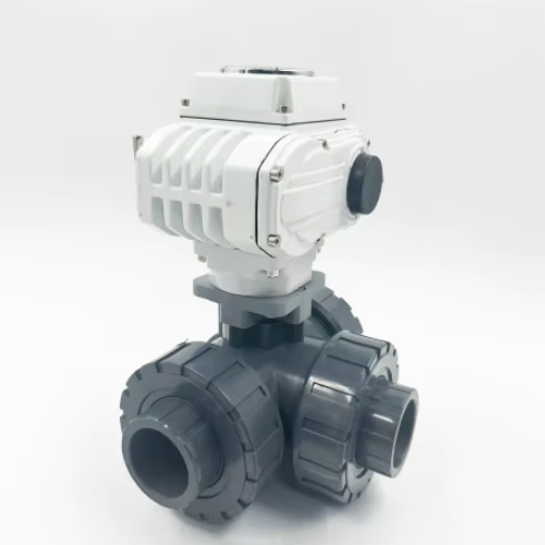 Elektrisches UPVC-Kugelventil 12 VDC PVC Doppel-Union motorisiertes Kugelventil