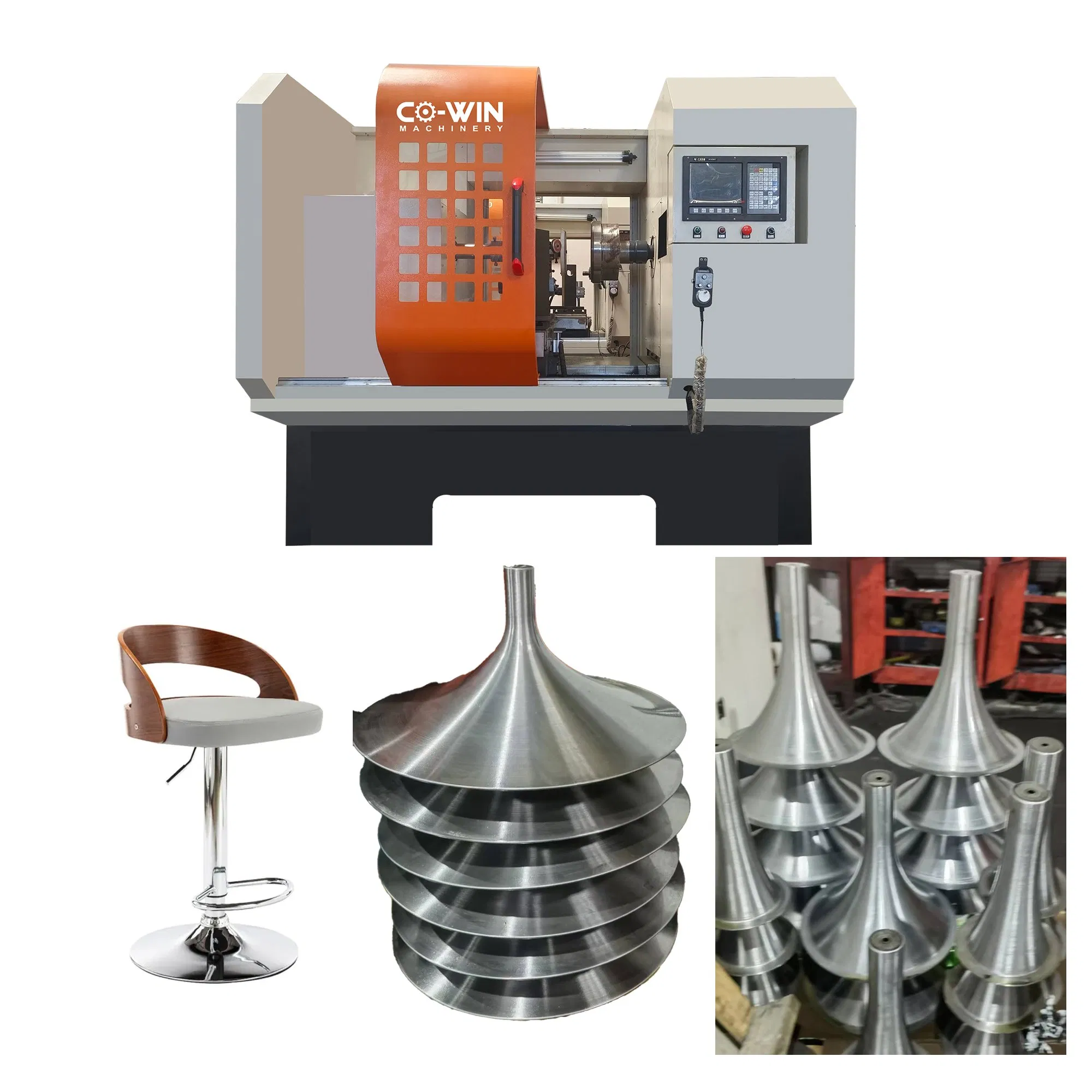 Customizable CNC Metal Spinning Machines for Bar Stool Bases, Automotive Parts, and Kitchenware Manufacturers