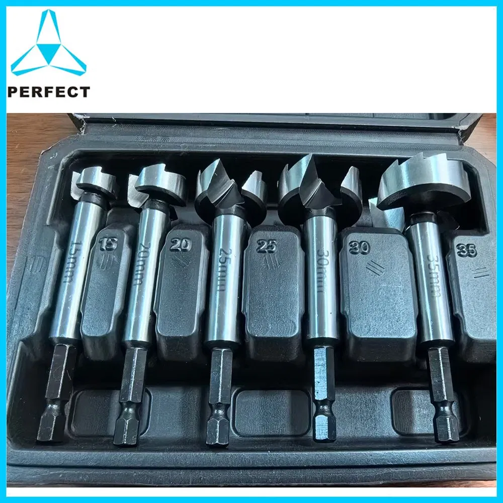 5PCS Hex Shank Carbon Steel Wood Boring Forstner Drill Bits for Wood Working