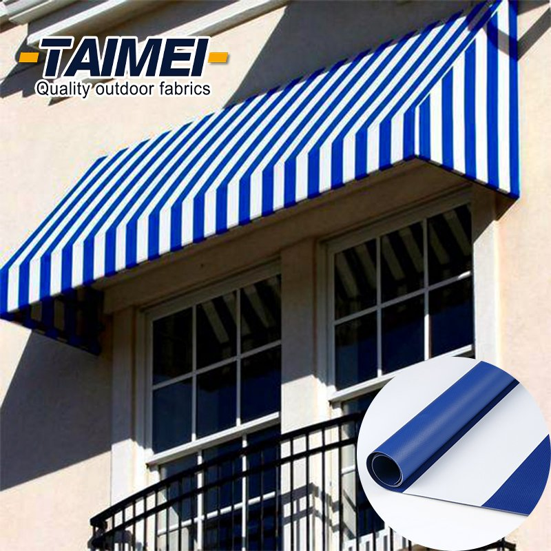 Tessuto per tende da esterno in PVC, telo in PVC rivestito a righe per tenda, struttura, membrana