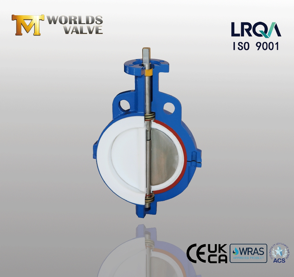 PTFE Full Lined Seated Wafer Butterfly Valve for Chemical Industrial