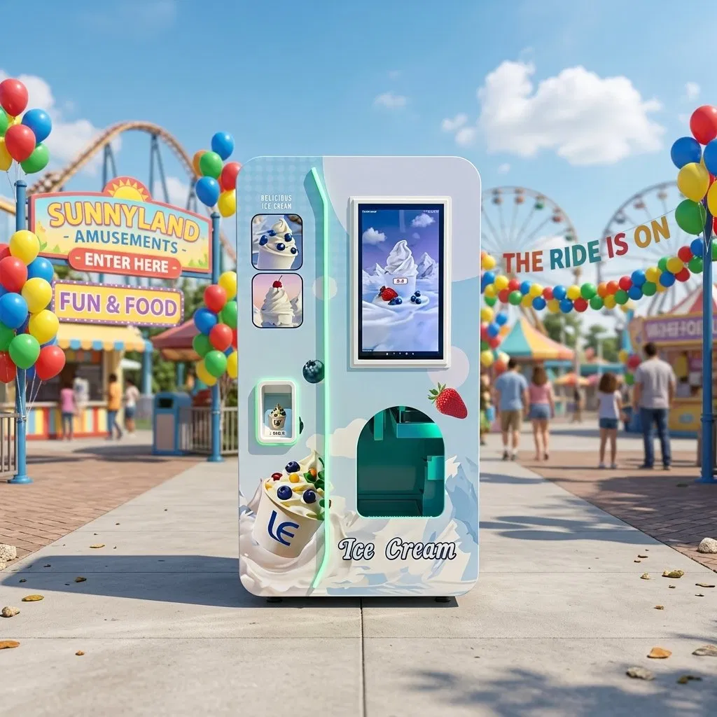 Distributeur automatique de glaces avec distributeur de gobelets