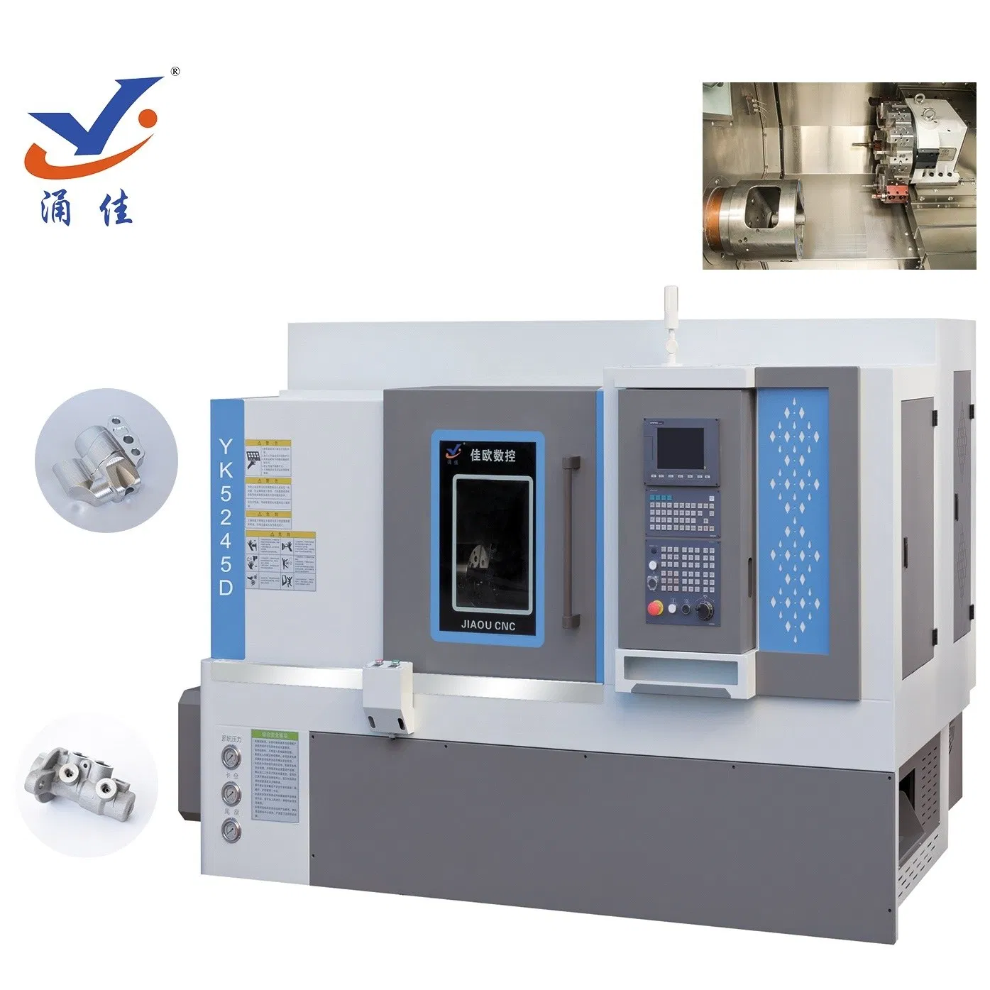 Tornio CNC YK5245D con portautensili statici industriali e torretta
