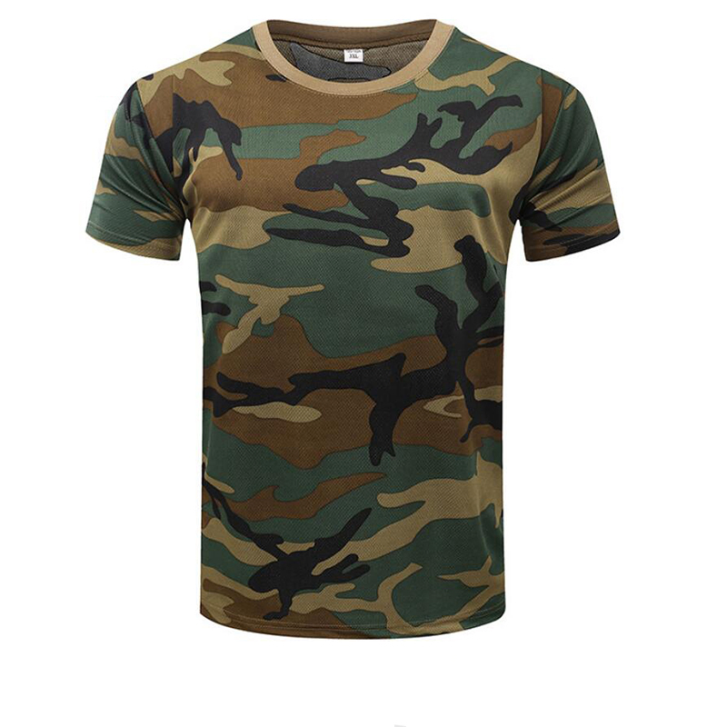 Summer Outdoor Camouflage Tactical Short Sleeve T-Shirt Training Mesh Breathable Top