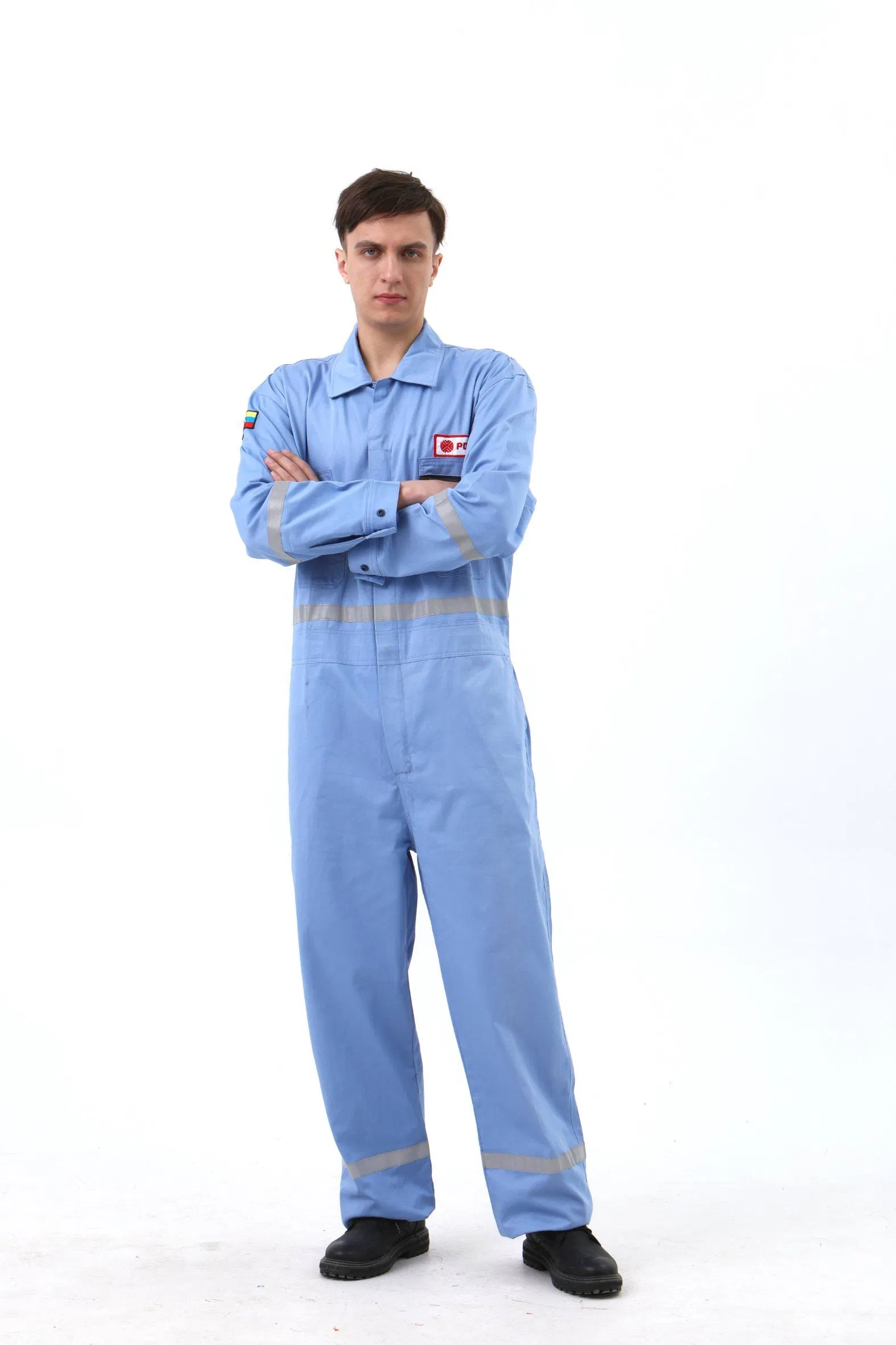 100% Cotton Workwear Safety Reflective Blue Coverall