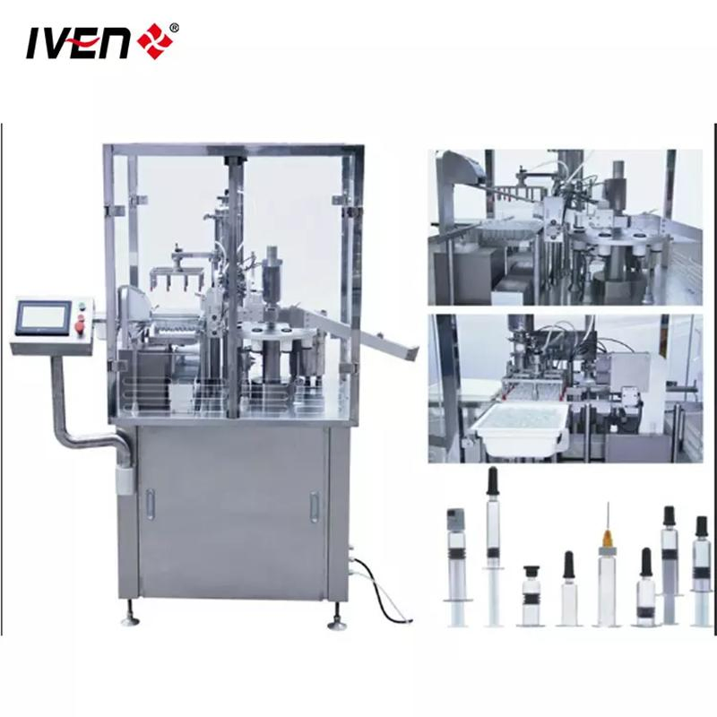 Machine automatique de remplissage, bouchage et emballage de seringues préremplies à commande par automate programmable pour l'industrie pharmaceutique