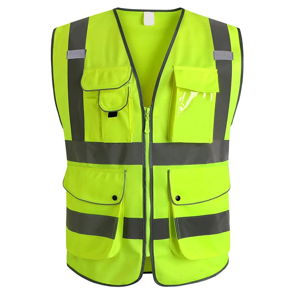High Visibility Construction Security Jacket Reflective Work Clothing Safety Vest