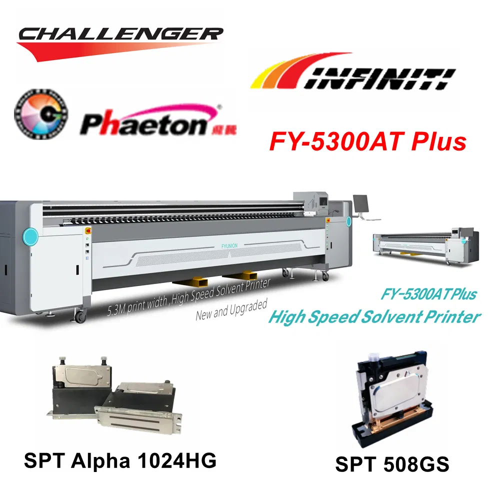 Challenger Fy-5300at Plus 5.30m 16FT Solvent Printer Outdoor Alpha 1024 Head Banner Vinyl Signage Printing Challenger Largest Printing Machine