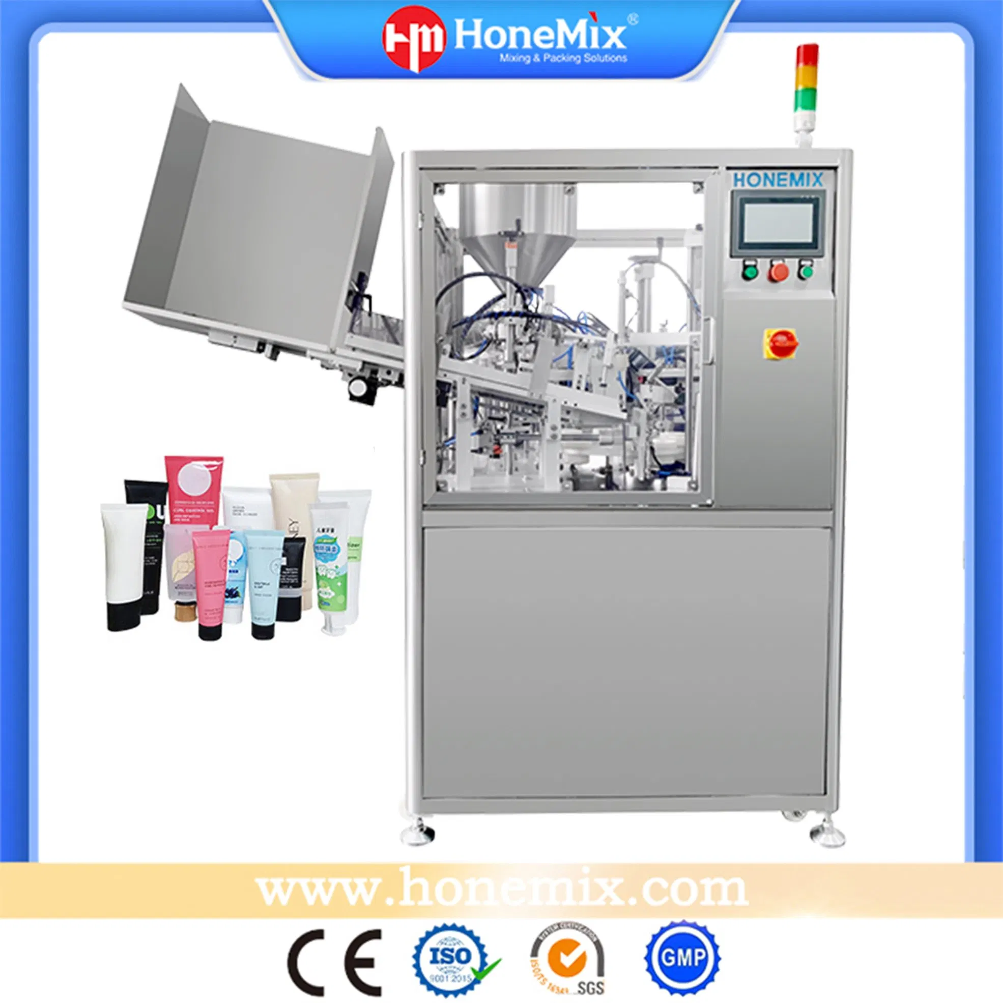 Machine de remplissage et de scellage de tubes en plastique souple composite laminé pour crème cosmétique, dentifrice et gel, automatique à ultrasons Honemix CE