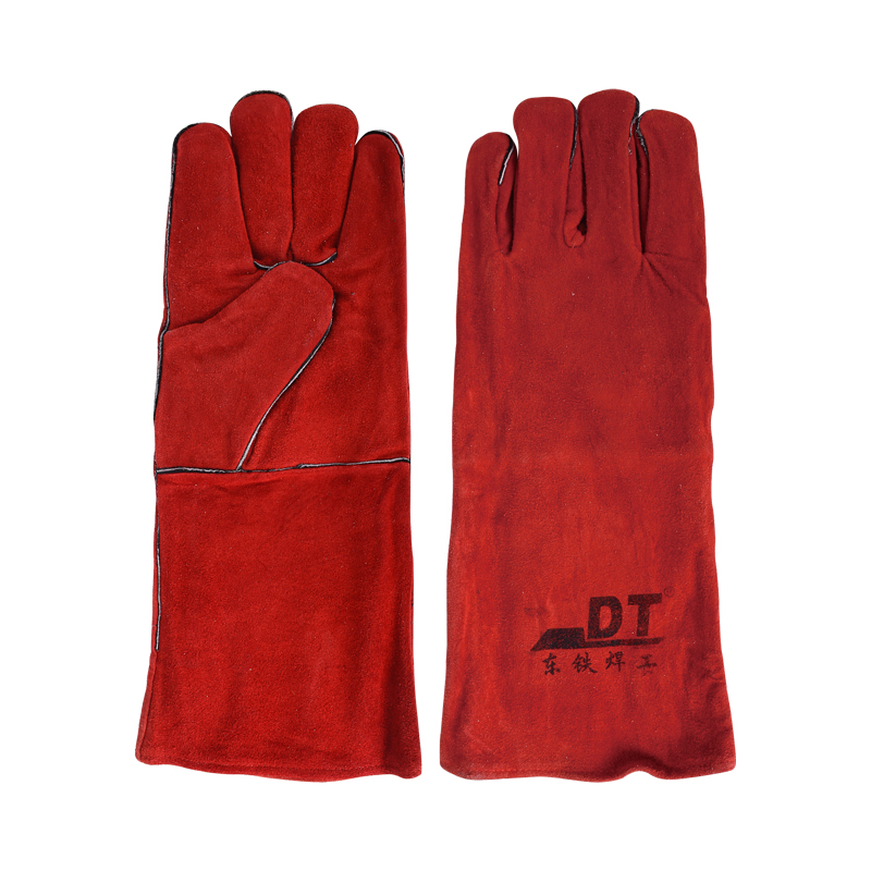 Gants de travail en cuir de vache rouge de protection de sécurité